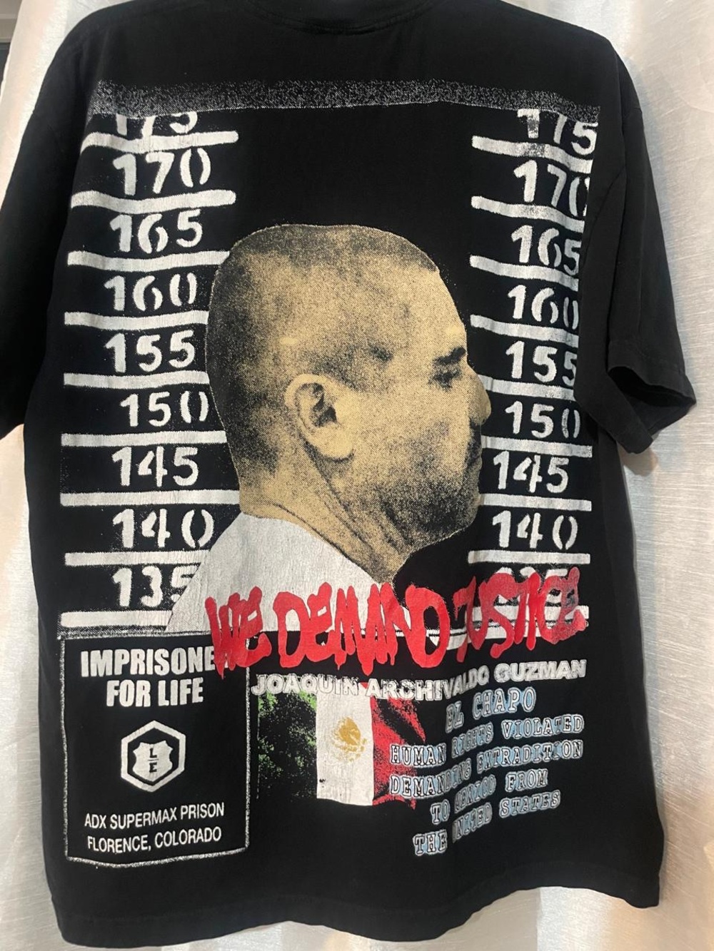 Black Long-Sleeve Graphic Tee with Mugshot Design
